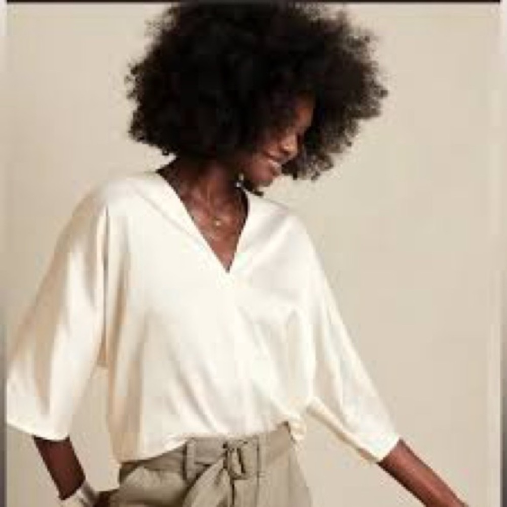 Banana Republic White Relaxed 3/4 Sleeve Blouse